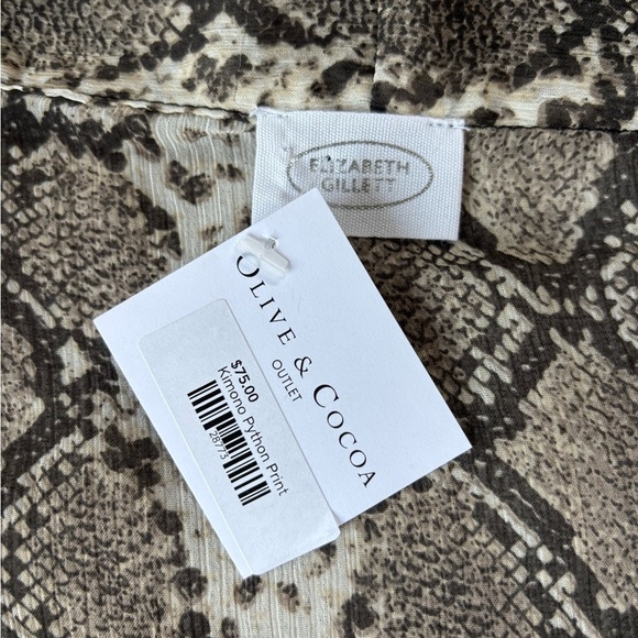 Anthropologie Elizabeth Gillett Elegant Snake Print Kimono Sheer Tie waist OS - Picture 8 of 8